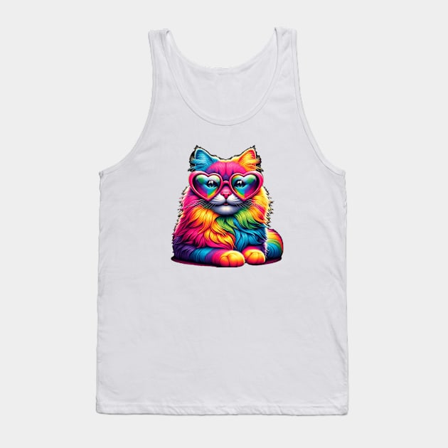 Rainbow Cute cat Wearing Glasses Heart kitten Love cat Funny Tank Top by solo4design